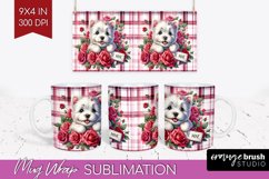 Valentine Dog Mug Wrap - Valentines Day Mug PNG Sublimation Product Image 1