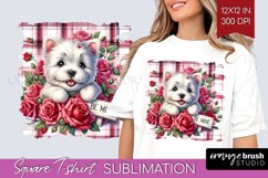 Valentine Dog Square Tshirt Background - Valentines Day PNG Product Image 1