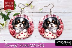 Valentine Dog Round Earrings - Valentines Day PNG Product Image 1