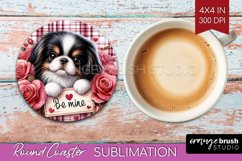 Valentine Dog Round Coaster - Valentines Day Coaster PNG Product Image 1