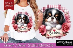 Valentine Dog Round Tshirt Background - Valentines Day PNG Product Image 1