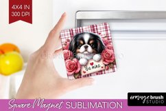 Valentine Dog Magnet Sublimation - Valentines Day Square PNG Product Image 1