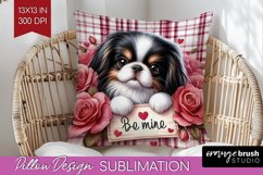 Valentine Dog Pillow Sublimation - Valentines Day Pillow PNG Product Image 1