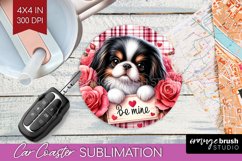 Valentine Dog Car Coaster - Valentines Day Coaster PNG Product Image 1