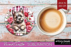 Valentine Dog Round Coaster - Valentines Day Coaster PNG Product Image 1