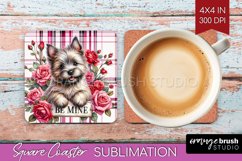 Valentine Dog Square Coaster - Valentines Day Coaster PNG Product Image 1