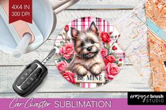 Valentine Dog Car Coaster - Valentines Day Coaster PNG Product Image 1