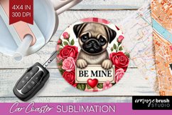 Valentine Dog Car Coaster - Valentines Day Coaster PNG Product Image 1