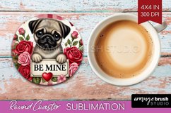 Valentine Dog Round Coaster - Valentines Day Coaster PNG Product Image 1