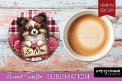 Valentine Dog Round Coaster - Valentines Day Coaster PNG Product Image 1