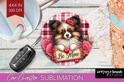 Valentine Dog Car Coaster - Valentines Day Coaster PNG Product Image 1