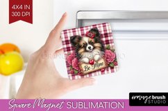 Valentine Dog Magnet Sublimation - Valentines Day Square PNG Product Image 1