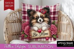 Valentine Dog Pillow Sublimation - Valentines Day Pillow PNG Product Image 1