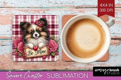 Valentine Dog Square Coaster - Valentines Day Coaster PNG Product Image 1
