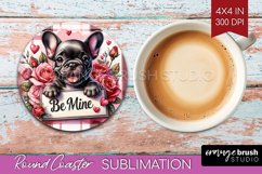 Valentine Dog Round Coaster - Valentines Day Coaster PNG Product Image 1