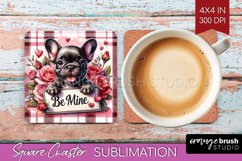 Valentine Dog Square Coaster - Valentines Day Coaster PNG Product Image 1