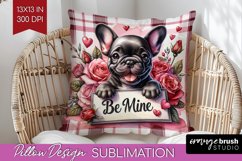 Valentine Dog Pillow Sublimation - Valentines Day Pillow PNG Product Image 1