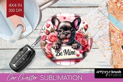 Valentine Dog Car Coaster - Valentines Day Coaster PNG Product Image 1
