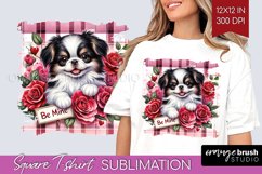 Valentine Dog Square Tshirt Background - Valentines Day PNG Product Image 1
