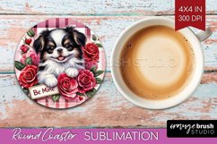 Valentine Dog Round Coaster - Valentines Day Coaster PNG Product Image 1