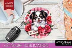 Valentine Dog Car Coaster - Valentines Day Coaster PNG Product Image 1