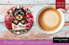Valentine Dog Round Coaster - Valentines Day Coaster PNG Product Image 1