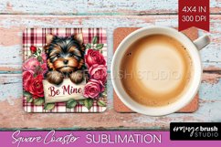 Valentine Dog Square Coaster - Valentines Day Coaster PNG Product Image 1