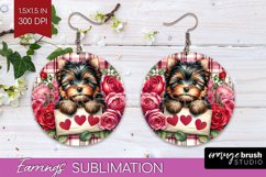 Valentine Dog Round Earrings - Valentines Day PNG Product Image 1