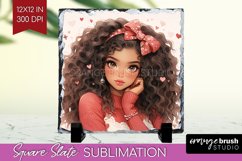 Valentine Girl Slate PNG - Valentines Day Square Slate Product Image 1