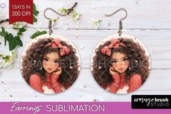Valentine Girl Round Earrings - Valentines Day PNG Product Image 1