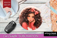 Valentine Girl Car Coaster - Valentines Day Coaster PNG Product Image 1
