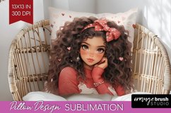 Valentine Girl Pillow Sublimation - Valentines Day Pillow Product Image 1