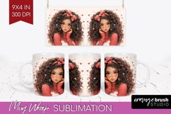 Valentine Girl Mug Wrap - Valentines Day Mug PNG Sublimation Product Image 1