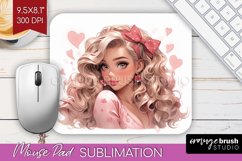 Valentine Girl Mouse Pad Sublimation - Valentines Day PNG Product Image 1
