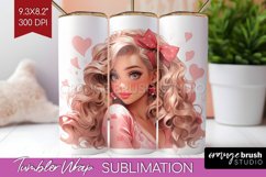 Valentine Girl Tumbler Wrap - Valentines Day Tumbler PNG Product Image 1