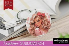 Valentine Girl Keychain PNG - Valentines Day Keychain Product Image 1