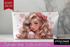 Valentine Girl Cosmetic Bag - Valentines Day Makeup Bag PNG Product Image 1