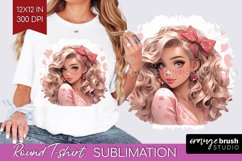 Valentine Girl Round Tshirt Background - Valentines Day PNG Product Image 1