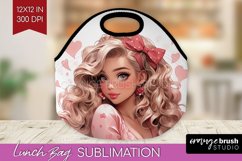 Valentine Girl Lunch Bag - Valentines Day Lunch Bug PNG Product Image 1
