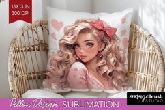 Valentine Girl Pillow Sublimation - Valentines Day Pillow Product Image 1