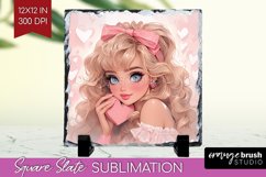 Valentine Girl Slate PNG - Valentines Day Square Slate Product Image 1