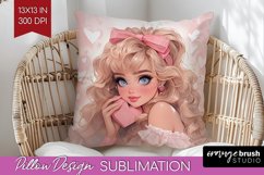 Valentine Girl Pillow Sublimation - Valentines Day Pillow Product Image 1