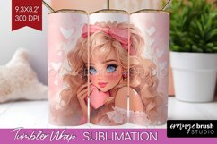 Valentine Girl Tumbler Wrap - Valentines Day Tumbler PNG Product Image 1