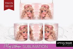 Valentine Girl Mug Wrap - Valentines Day Mug PNG Sublimation Product Image 1