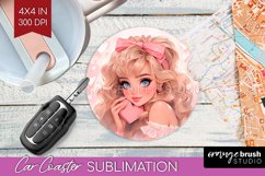 Valentine Girl Car Coaster - Valentines Day Coaster PNG Product Image 1