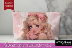 Valentine Girl Cosmetic Bag - Valentines Day Makeup Bag PNG Product Image 1