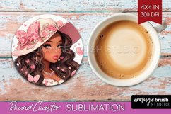 Valentine Girl Round Coaster - Valentines Day Coaster PNG Product Image 1
