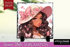 Valentine Girl Slate PNG - Valentines Day Square Slate Product Image 1