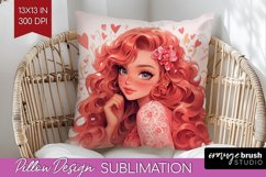 Valentine Girl Pillow Sublimation - Valentines Day Pillow Product Image 1