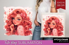 Valentine Girl Tote Bag - Valentines Day Tote Bag PNG Product Image 1